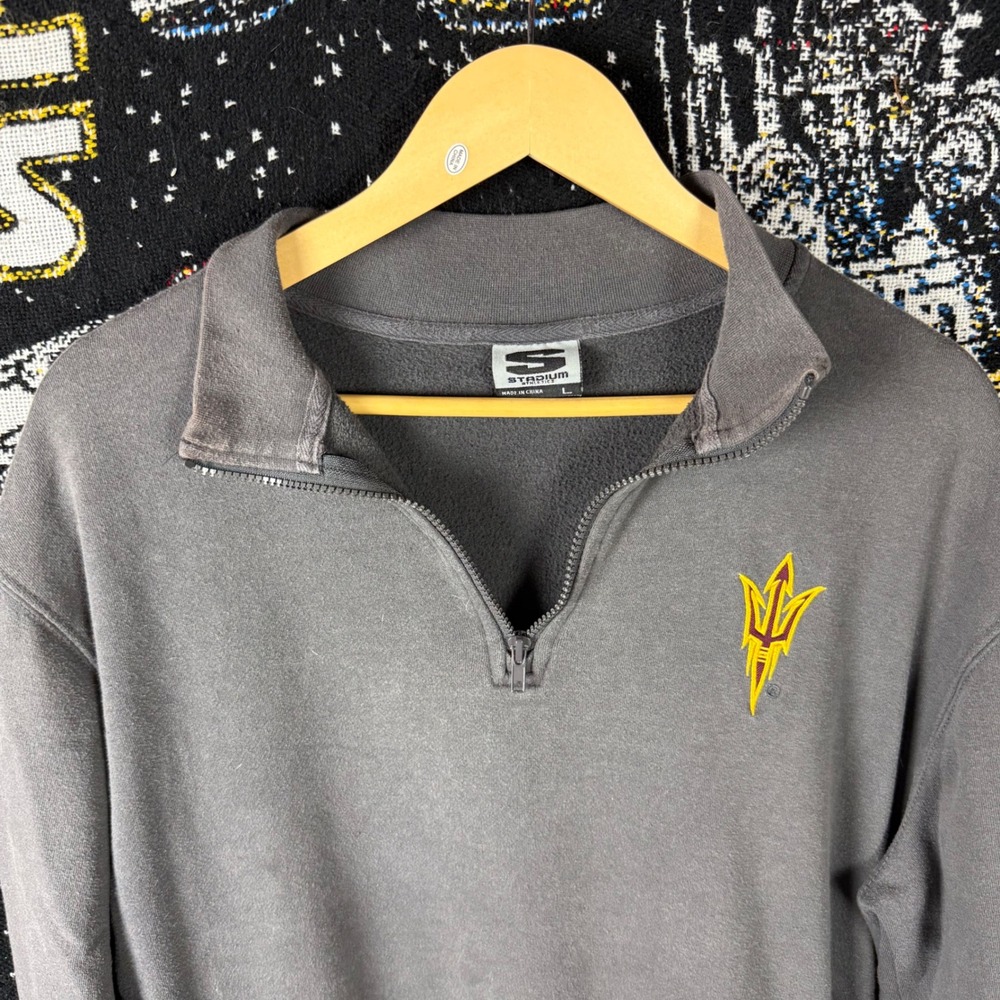 Stadium Athletics Arizona State Sun Devils Quarter Zip Gray Mens L ASU